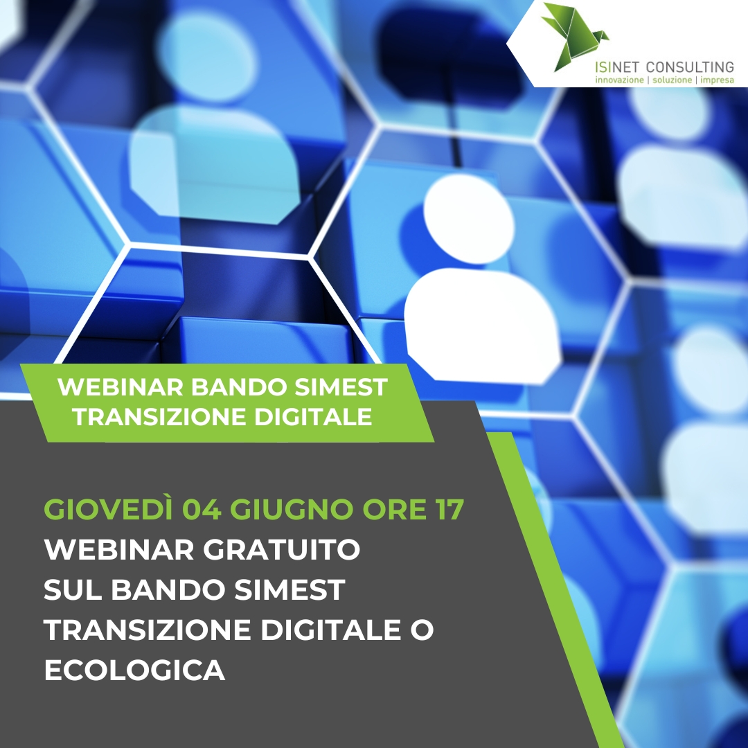Isinet Consulting Webinar gratuito sul bando Iperammortamento e transizione digitale, giovedì 04 giugno ore 17.