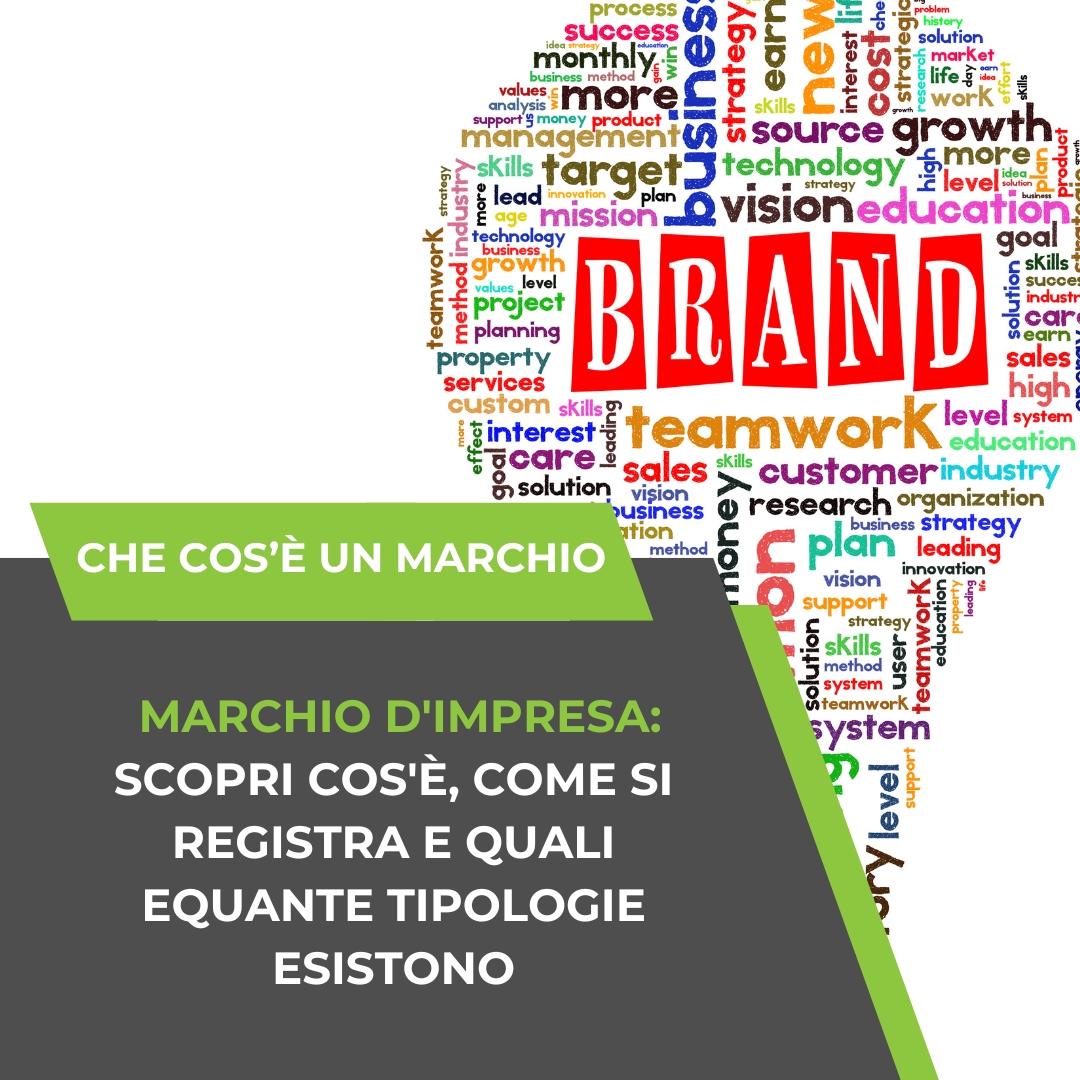 Isinet Consulting Illustrazione che spiega il concetto di marchio d'impresa e le sue tipologie, evidenziando l'importanza del branding.