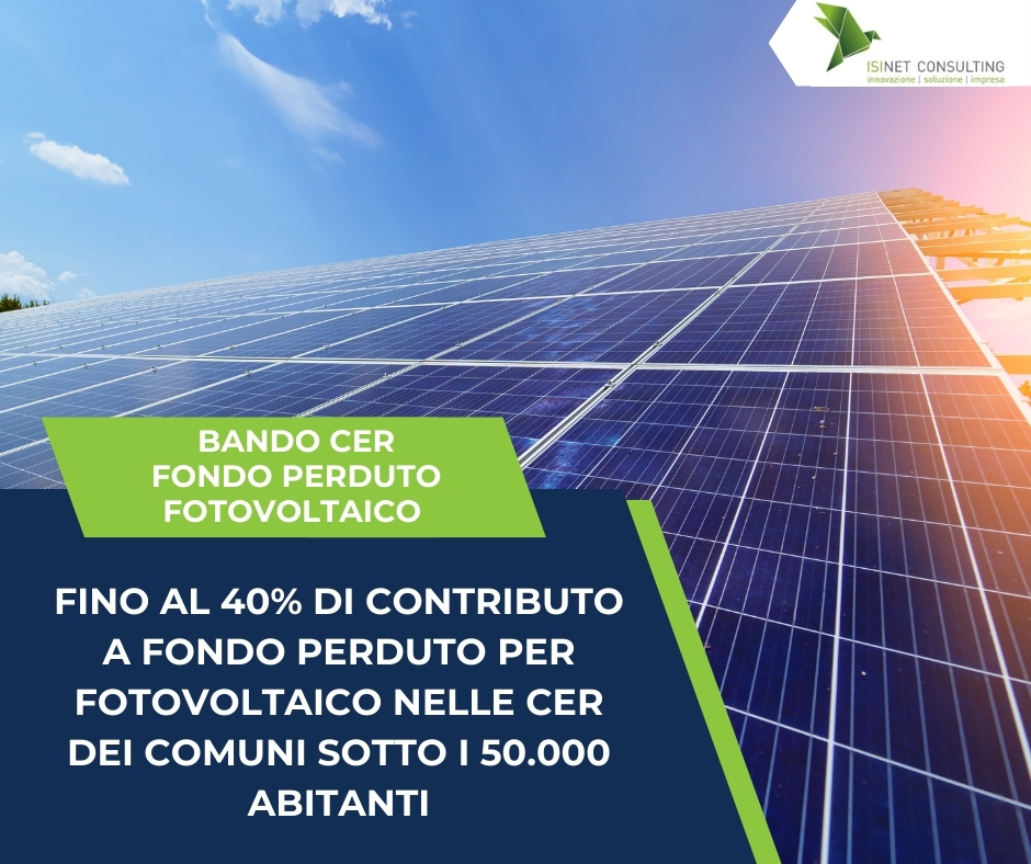 Fondo perduto per il fotovoltaico nelle CER