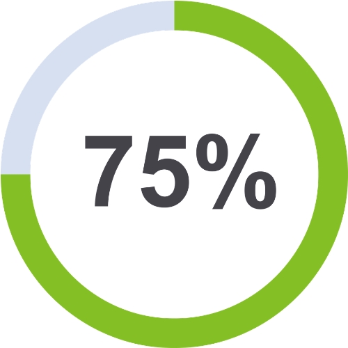 Isinet Consulting Grafico che rappresenta il 75% di investimenti sostenibili nel contesto dell'industria 4.0.