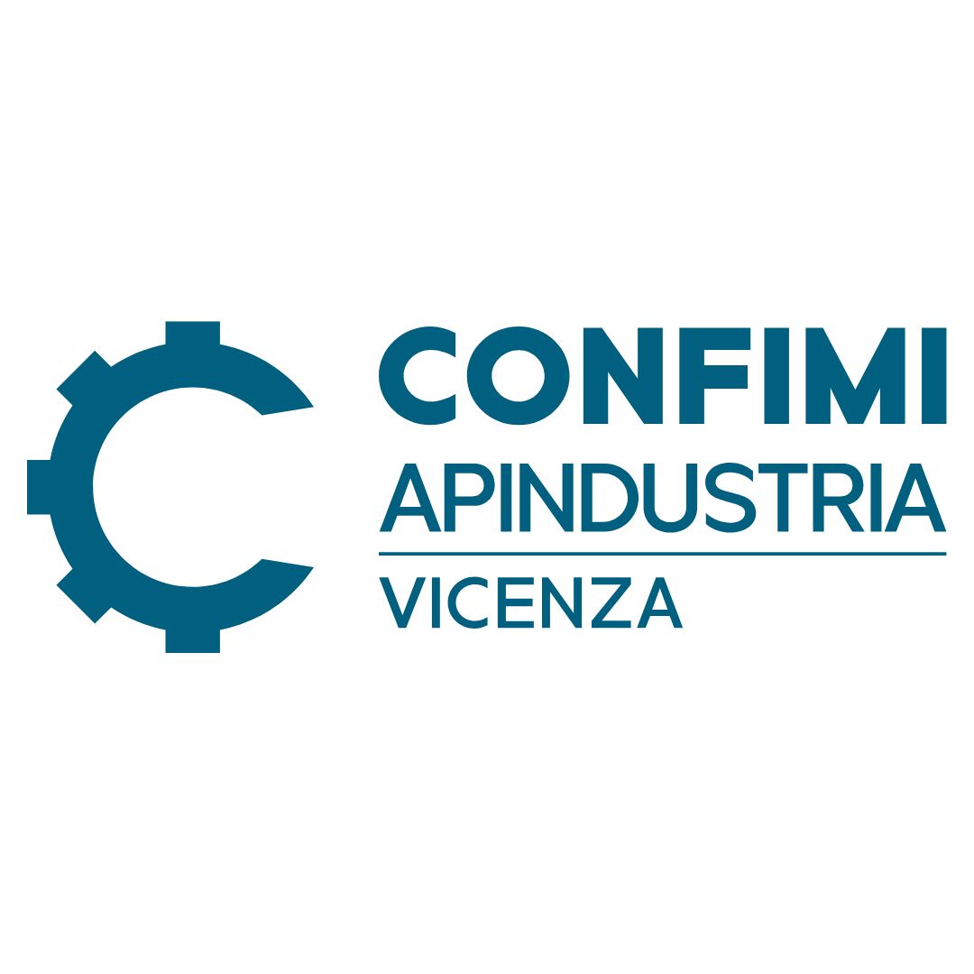 Isinet Consulting Logo di Confimi Apindustria Vicenza con ingranaggio stilizzato.